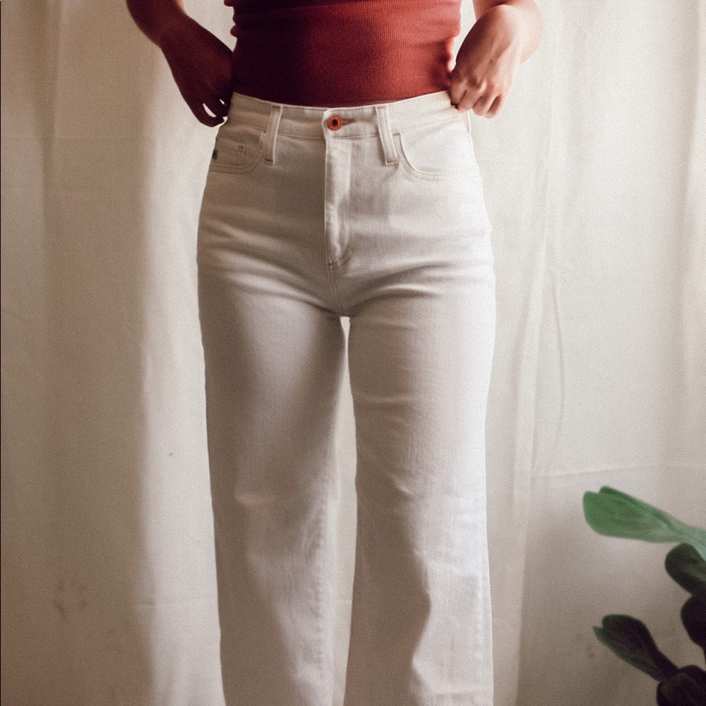 AG Wide leg white flared jeans